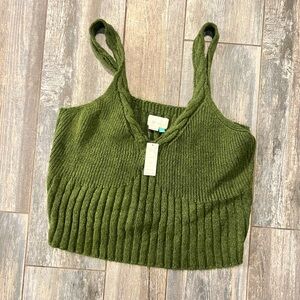 Anthropologie Green Ribbed Tank Top